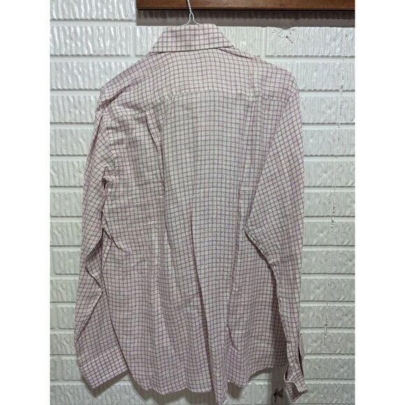 Savile Lane Men's White Lavender Window Pane French Cuff Button-Down Shirt Size - Picture 4 of 5